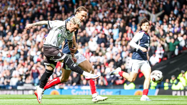 Callumn Morrison has a shot for Dunfermline against Falkirk