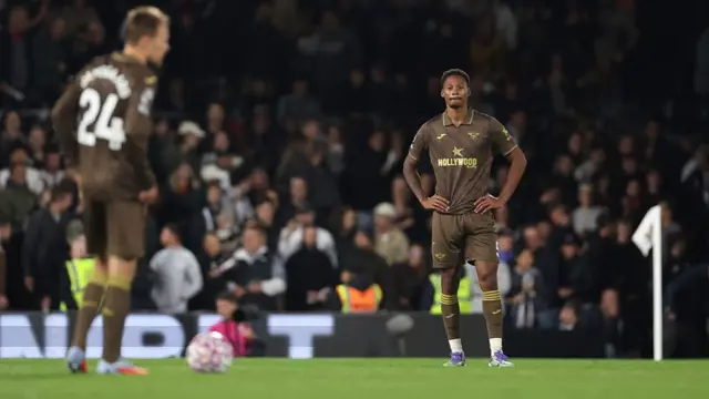 Ethan Pinnock of Brentford looks on