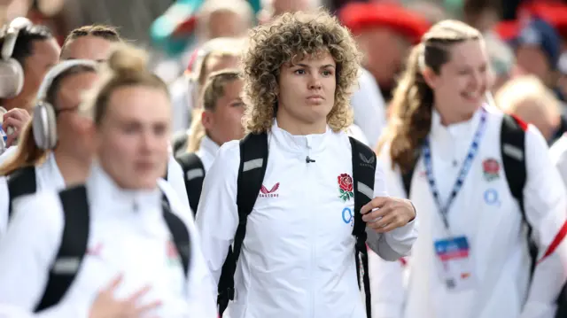 Ellie Kildunne arrives at Murrayfield