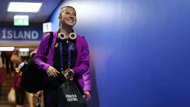Erica Parkinson arrives at the stadium