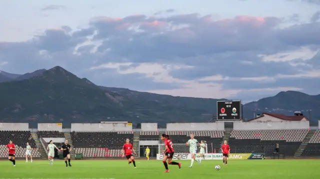 Backdrop to the Estaban Stadium in Albania