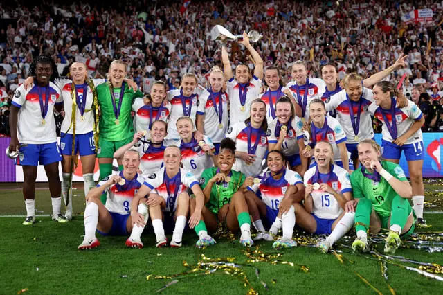 England women lift the Euros trophy for a second time