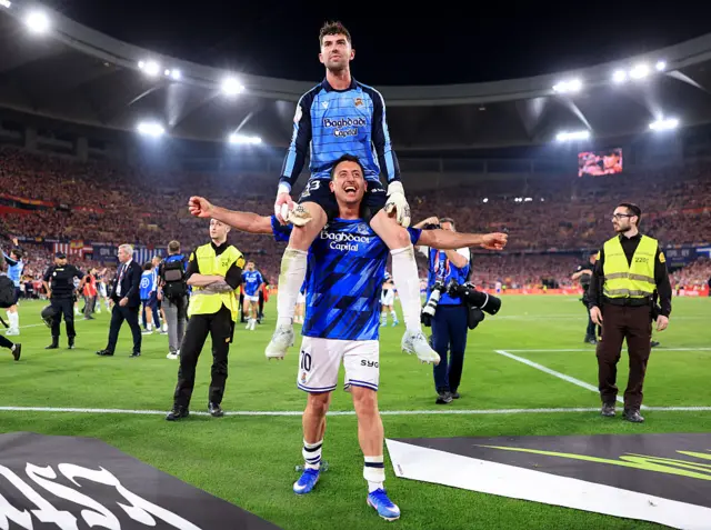 Real Sociedad celebrate winning the Copa del Rey