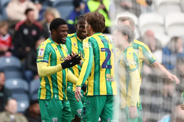 Josh Maja of West Bromwich Albion celebrates