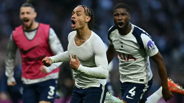 Xavi Simons celebrates after scoring their second goal