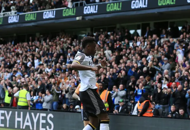 Jaydon Banel of Derby County celebrates
