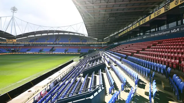 Bolton's Toughsheet Community Stadium before kick-off against Huddersfield with the sun shining