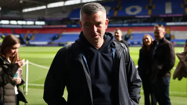 Bolton boss Steven Schumacher arrives inside the Toughsheet Community Stadium