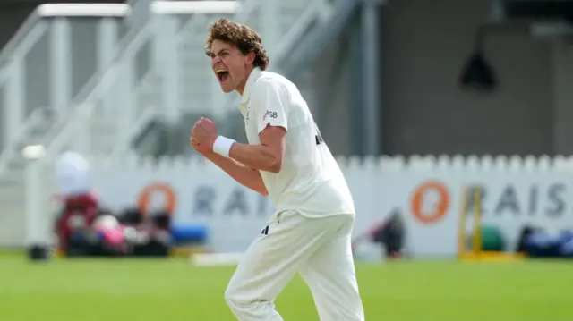 Henry Brookes celebrates a wicket