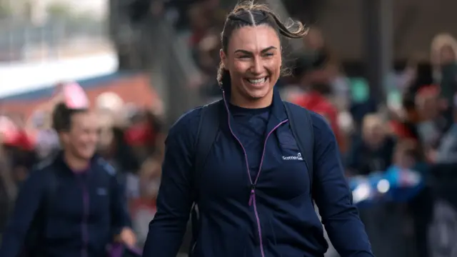 Emma Wassell arrives at Murrayfield