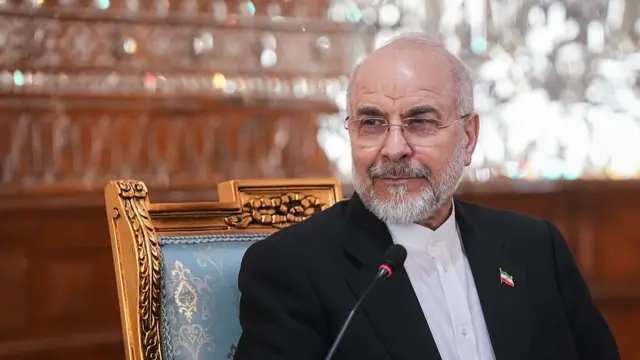 Mohammad Bagher Ghalibaf, meets the head of Pakistan's Army Field Marshal Syed Asim Munir (not pictured) on April 16, 2026 in Tehran, Iran.