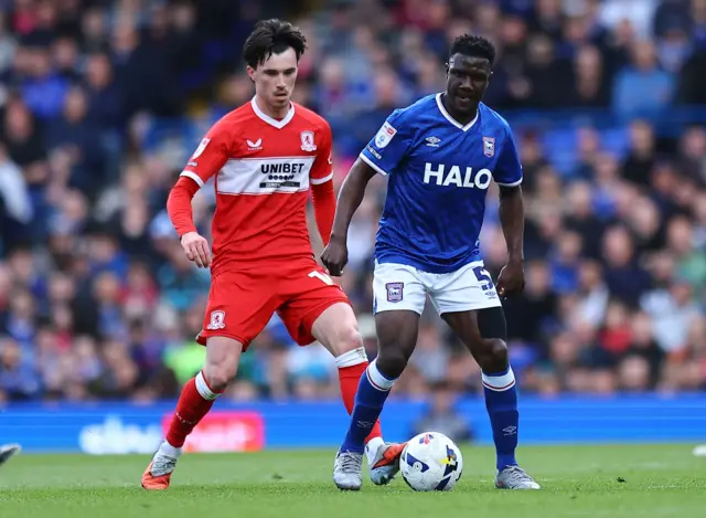 Azor Matusiwa of Ipswich Town and Alex Gilbert of Middlesbrough