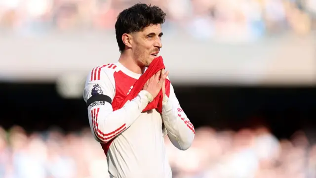 Kai Havertz of Arsenal looks dejected after Erling Haaland of Manchester City