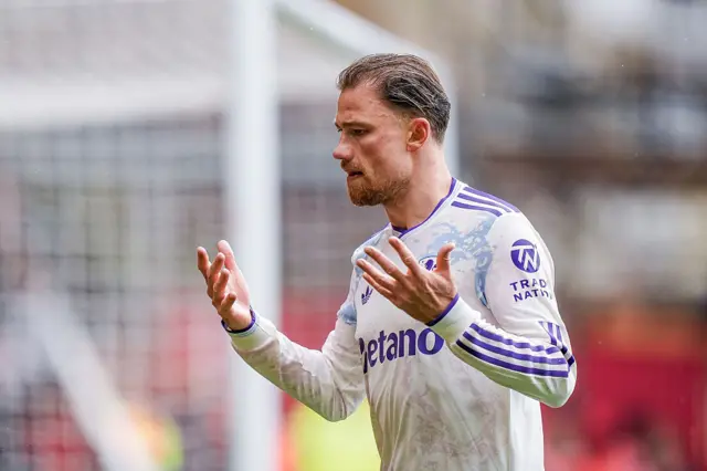 Matty Cash of Aston Villa during the Premier League match between Nottingham Forest and Aston Villa