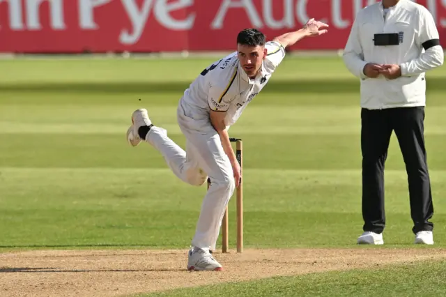 Nathan Gilchrist just after a bowl