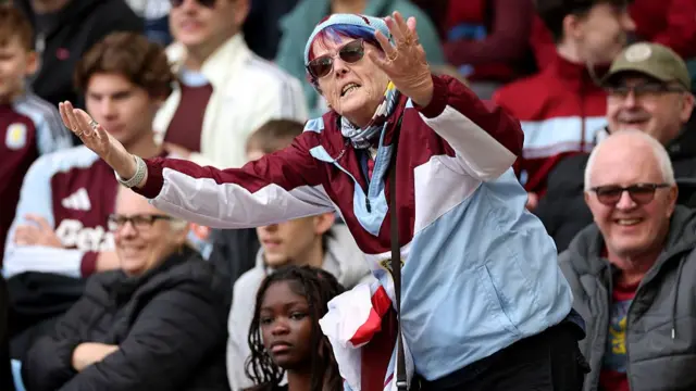An Aston Villa fan shows their support during the Premier League match between Aston Villa and Sunderland