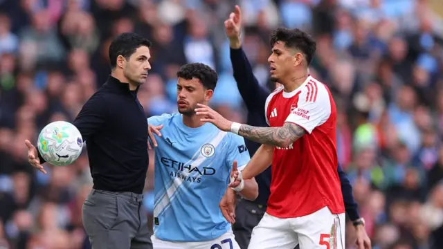 Mikel Arteta, Matheus Nunes and Piero Hincapie
