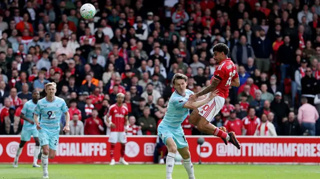 Morgan Gibbs-White of Nottingham Forest scores his team's third goal
