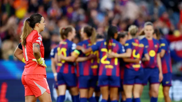 Misa reacts as Barcelona celebrate