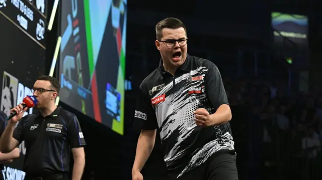 Gian van Veen at the Premier League Darts