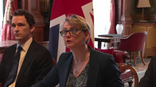 Yvette Cooper speaking to camera.
