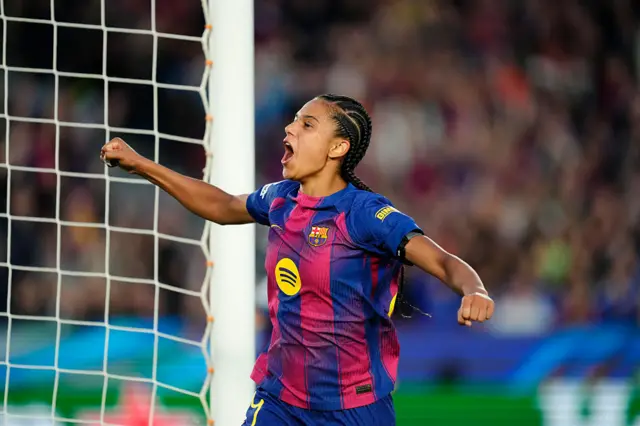 Esmee Brugts pumps her fists to celebrate her goal