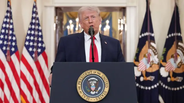 Donald Trump addresses the nation at the White House