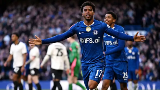 Andrey Santos celebrates scoring for Chelsea against Port Vale in the FA Cup