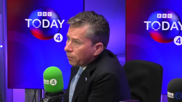 Tom Fletcher sits in the Today programme radio studio