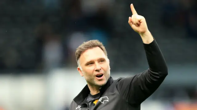 Derby boss John Eustace points up