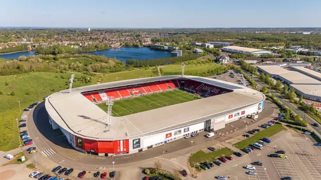 An aerial view of Doncaster's Eco-Power Stadium