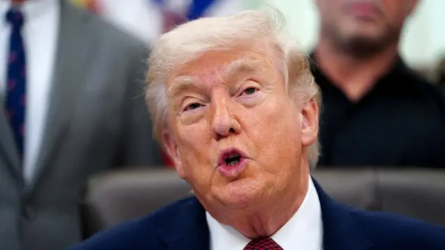 US President Donald Trump speaking