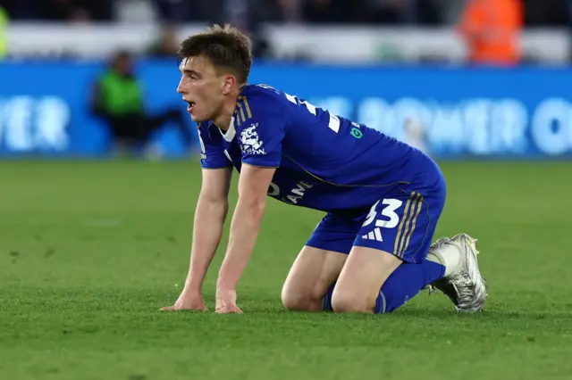 Luke Thomas on his knees at full time