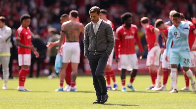 Scott Parker, Manager of Burnley, reacts after the team's defeat in the Premier League match between Nottingham Forest and Burnley