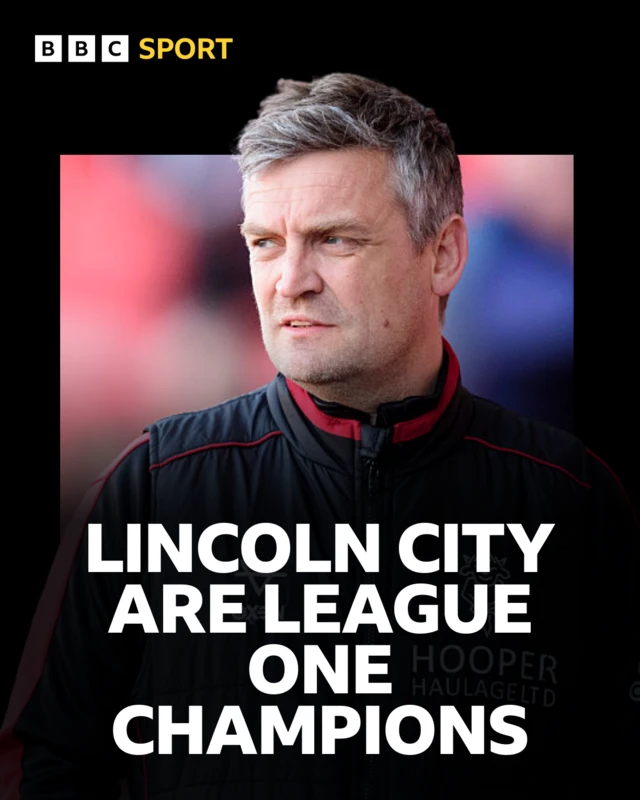 A headline proclaiming Lincoln League One champions with a picture of boss Michael Skubala