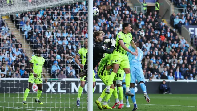 Haji Wright heads Coventry's opener against Portsmouth