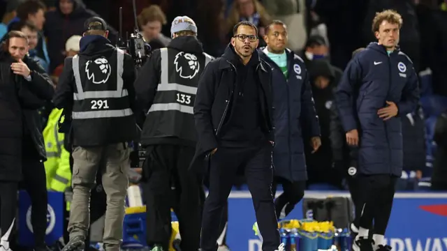 Liam Rosenior looks on at full time