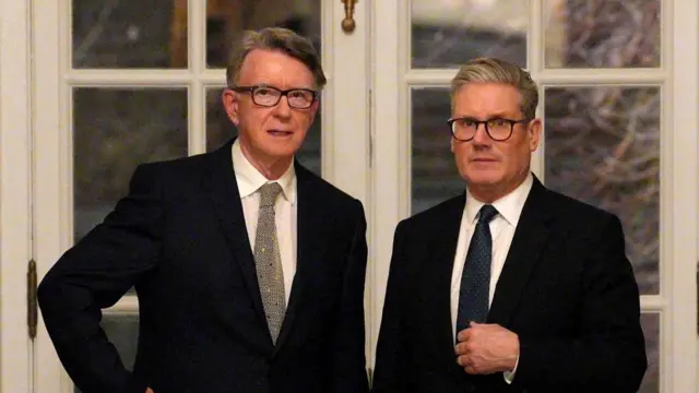Keir Starmer and Peter Mandelson pictured in February 2025