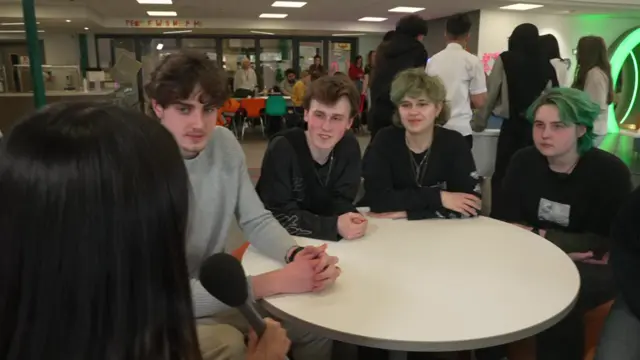 A group of young people speak to the BBC about their thoughts on a social media ban for under-16s