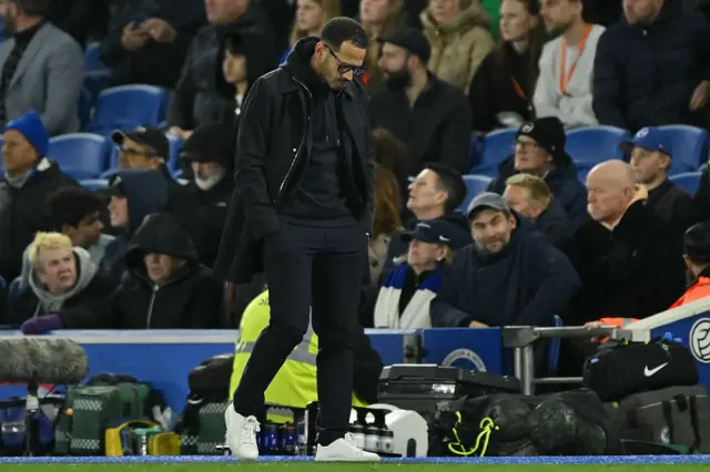 Chelsea's English head coach Liam Rosenior reacts on the touchline
