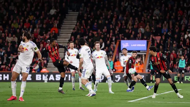 : Rayan of AFC Bournemouth scores his team's second goal