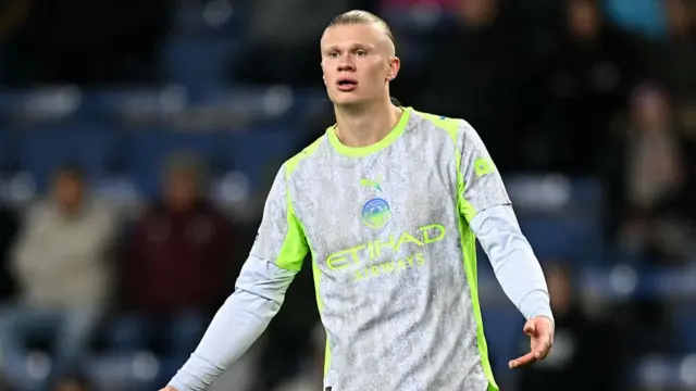 Erling Haaland looks on
