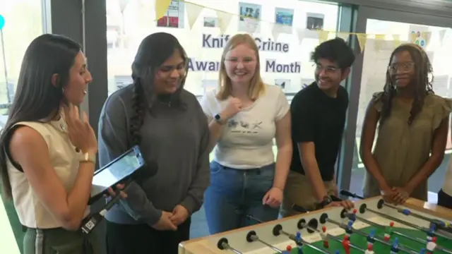 A group of young people speak to the BBC