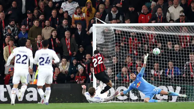 Eli Junior Kroupi of AFC Bournemouth scores