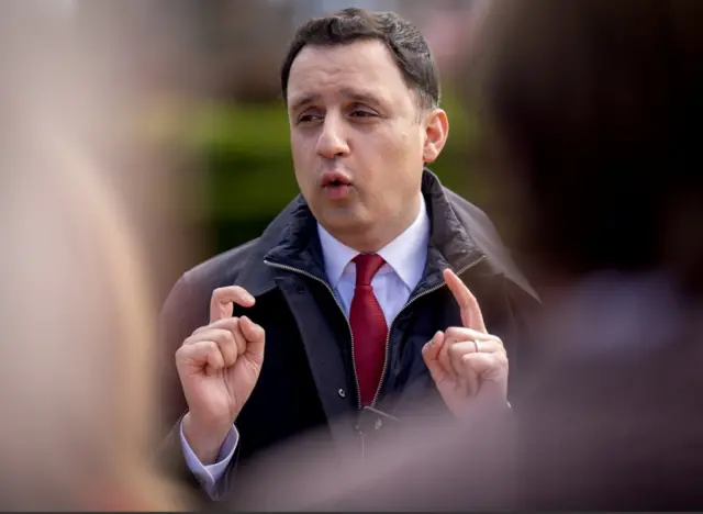 Scottish Labour leader Anas Sarwar, speaks to party supporters, at Beveridge Park in Kirkcaldy, Fife