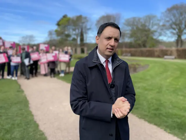 Anas Sarwar meeting supporters in the rose garden at Kirkcaldy's Beveridge Park