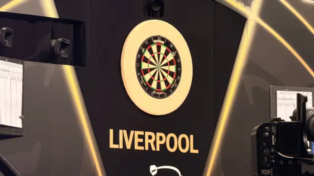 Dart board on a stage