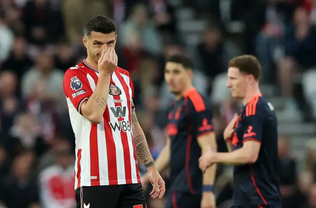 Xhaka reacts to a poor decision