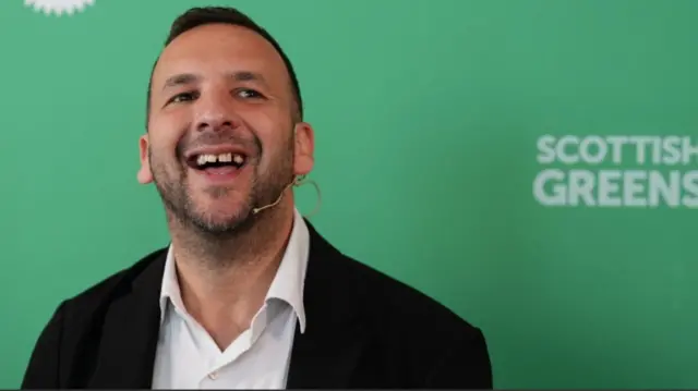 The leader of the Greeen Party in England and Wales Zak Polanski attends a press conference in Glasgow