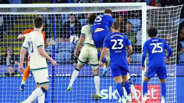 Harry Souttar scores for Leicester versus Millwall